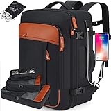 Lumesner Handgepäck-Rucksack, extra groß, 40 l, Flugzugelassen, Reiserucksack für Männer und Frauen, erweiterbar, großer Koffer-Rucksack mit 4 Packwürfeln, (Schwarz (Rucksack mit 3 Packwürfeln))
