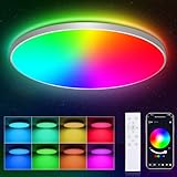 OPPEARL Led Deckenlampe Dimmbar mit Fernbedienung, 24W 16 Millionen RGB Farbwechsel Smart led Deckenleuchte Steuerbar via App, 2400LM Deckenbeleuchtung Ø30CM Lampe für Wohnzimmer Schlafzimmer, Weiß