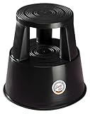 WEDO Rollhocker STEP aus bruchfestem Kunststoff - rollbarer Elefantenfuß Tritthocker, TÜV GS-geprüft, Made in Germany, rutschfest - Höhe ca. 43 cm, Tragkraft 150 kg, Farbe Schwarz