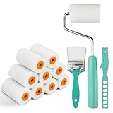 Malerrolle Klein mit Griffen - 12 Klein Farbroller Set, Schaumstoff Farbroller Zum Zeichnen und Ausmalen, Schaumstoff Hoher Dichte Farbroller, Mini Farbroller für Möbel Malerei und Renovierung