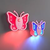 WOBSION LED Nachtlicht Dimmbar mit Bewegungsmelder und USB Aufladbar,RGB Nachttischlampe für Kinder Schmetterling,3 Farben Nachtlampe als Geschenke,Tragbar Lampe in Schlafzimmer,Kinderzimmer,2 Stück