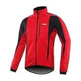 ARSUXEO Herren Radjacke wasserdicht Winddicht Winter Thermal Atmungsaktiv Fahrradbekleidung 15K Rot XL