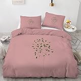 Generisch BettwäSche 135x200 Rosa Pflanzen Bettbezug Set 3 Teilig Einfachheit Flauschig BettbezüGe und 2 Kissenbezug 80x80, Allergiker BettwäSche-Sets Weiche Microfaser mit ReißVerschluss HR1550