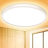 Deckenlampe LED Deckenleuchte Flach Rund - 18W 3000K 1600LM IP44 Modern Warmweiss Led Lampe Badezimmer Badlampe Decke Küchenlampe für Bad Flur Schlafzimmer Wohnzimmer Balkon Treppe Keller Dünn Ø223MM