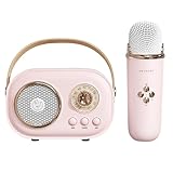 Tragbare Karaoke -Maschine | Mini -Lautsprecher mit 2 drahtlosen Mikrofonen und Sprachwechsel -Effekten | Fun Karaoke Set für Kinder und Erwachsene - ideal für zu Hause und im Freien Partys