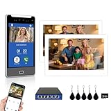 Gesichtserkennungs-Zugangskontrollsystem,Video-Gegensprechanlage für 1-32 Wohneinheiten,Türsprechanlagen-Set,10-Zoll-Monitor,Tastatur-/RFID-Zugang (Magnetverschluss)