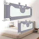 Kuro-sagol 200cm Bettgitter Rausfallschutz Rausfallschutz Kinderbett für Baby Bett & Elternbett mit absenkbarem Design und praktischer Aufbewahrungstasche, grau