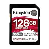 Kingston Canvas React Plus 128GB SDXC Speicherkarte UHS-II 300R/260W U3 V90 für Full HD/4K/8K - SDR2/128GB