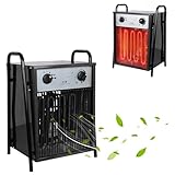 PEILU 9 kW Elektrische Heizgeräte Heizlüfter mit 4 Einstellbarer Heizstufen Überlastschutz Garten Elektroheizkörper Tragbare Elektroheizung Ventilatoren Elektroheizer mit Handgriff (Schwarz)