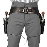 Cowboy-Waffengürtel, PU-Westerngürtel mit doppeltem Revolverhalter, Einheitsgröße, Westerngürtel für Herren, Steampunk-Kostüm für Halloween-Cosplay-Party (Kaffeebraun), Spielzeug-Revolver-Western