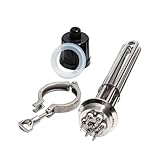 yaoqijie Alle 30. 4sus 2' Tri-Klammer (Od63) Elektrische Heizung for Homebrew mit Klammer & Kupplung 22 0V380V 3KW / 4,5 kW / 6kw / 9kw / 12kw Heizkörper lasting(Gold,220V_4.5KW 210MM 304SUS)