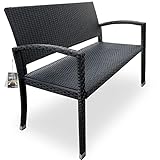 Casaria® Gartenbank Sitzbank Wetterfest Kunststoff 320kg Belastbarkeit Rückenlehne 122x58cm Garten Balkon Terrasse Bank Ergonomisch Polyrattan Schwarz