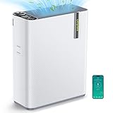 Dhyala Luftreiniger Allergiker für Wohnung Raucherzimmer, HEPA Luftfilter gegen Schimmel Staub Pollen Tierhaare, CADR 450m³/h für 161㎡, App-gesteuert Air Purifier with Luftbefeuchter(100mL Tank) 22dB