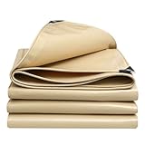 PVC-Plane, beige, 500 g/m², strapazierfähig, geeignet für Dach, Camping, Terrasse, Pool, Boot, Auto, faltbare Bodenplane (4 x 5 m)