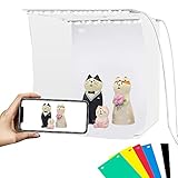 PULUZ Fotostudio 7,8’/20CM Faltbare Fotobox Lichtbox für kleine Produkte Geeignet für den Online Artikeln mit USB-Kabel 40Lampenperlen 6 Farben Hintergründe