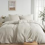 Duvetnova Bettwäsche 135x200 4teilig Leinen-Optik,Superweiche Vorgewaschene Mikrofaser Baumwollähnlich ÖKO-TEX 2 Bettbezüge 135x200+2 Kissenbezüge 80x80-alle mit Reißverschluss Bettwäsche Beige