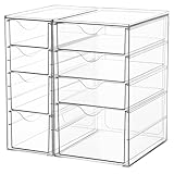 Vtopmart Schreibtisch Organizer mit 8 Schubladen, Büro Organizer, Transparente Desk Organizer für Büro, Kunsthandwerk, Makeup, Stifte