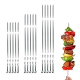 Grillspieße Schaschlikschpieße aus Edelstahl, Extra Breit: 1 cm (10 St, 50 cm) Fleischspieße Schampur Kebab Grillzubehör für Mangal Grillbesteck Grillzubehör, BBQ Spieße, Skewers, Schaschlik, Kebap