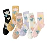 YANROSE Flauschige Damensocken, 6 Paar, Flauschige Söckchen, Harajuku, weiche, gemütliche Socken