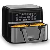 Klarstein Heißluftfritteuse, Airfryer mit 2 Kammern, 2850W Kompakte Heißluftfritteuse, 9L Luft-Friteuse mit Touch-Bedienfeld, Timer, Vorheizen, 6 Modi, Große Heissluftfriteuse, Air Fryer XL