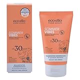 eco elio LSF 30 Sonnencreme 75ml 'Sommer Vibes' I Wasserfest ohne Octocrylene und Mikroplastik I Kokosduft I Sunscreen für Face und Körper