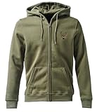 Baddery Jägerjacke Herren - Hirsch (bestickt) - Geschenk für Jäger - Jagdjacke Männer - Jäger Kleidung Jagd Zubehör (BY012 Zip-Hoodie Oliv L)