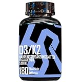 Vitamin D3 + K2. 5000 IE + MK7 vegan 180 Pillen Hochdosiert ohne Zusatzstoffe