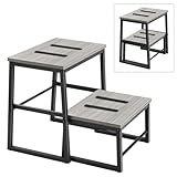 LIANTRAL 2-in-1-Tritthocker für Erwachsene und Kinder, stabiler Metallrahmen, Holzbrett, Tritthocker, unterstützt bis zu 159 kg, Hochbett-Fußhocker, Tritthocker für Zuhause, Büro, Wohnmobil, Grau