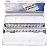 Winsor & Newton 0390645 Cotman Aquarellfarben Metal Sketch Box, 24 lebendige Wasserfarben aus hochwertigen Pigmenten in 1/2 Näpfen mit Mischpalette