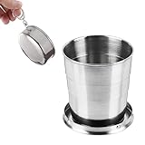 250ML Faltbarer Becher aus Edelstahl Camping Becher Faltbar Edelstahlbecher Faltbarer Trinkbecher Camping TasseEdelstahl Reise Faltbecher Klappbecher Faltbarer Reisebecher für Camping Wandern Angeln