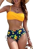 SHEKINI Bandeau Bikini Damen Push Up Sexy Badeanzug Zweiteiliger mit Schnürung Badeanzüge Bikini Top Bedruckt Bademode Elegant Swimsuit Bikinihosen