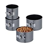 Relaxdays Springform Set, 4-teilig, Ø 12, 14, 16, 18 cm, Carbonstahl, Antihaftbeschichtung, runde Backformen, anthrazit