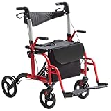 VEVOR 2-in-1 Rollator und Transportstuhl für Senioren, zusammenklappbare Rollator-Rollstuhl-Kombination und Fußstützen, leichter Aluminium-Rollator mit verstellbarem Griff, All-Terrain-Räder, 136 kg