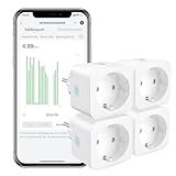 EIGHTREE Smart WLAN Steckdose, Smart Home WiFi Steckdose mit Stromverbrauch Messen, Zeitplan, Fernzugriff, TÜV Zertifiziert, 16A, Funktioniert mit Alexa, Google Home, SmartThings, 4er Pack