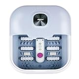 alpina Fußsprudelbad 8L 500W – Faltbares Fußmassagegerät mit Heizung und Blasen – Massage-Rollen und Bimsstein – Heim-Spa für Fußpflege – Hellblau