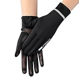 ITODA Fahrradhandschuhe UV Schutz Handschuhe Sommer Kühlung Touchscreenhandschuhe Unisex Eisseide Laufhandschuhe Reflektierend Dünn Sommerhandschuhe Mesh Sporthandschuhe Laufen Radfahren Schwarz