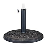 Relaxdays Sonnenschirmständer, Rosen Design, für Schirmstange 35 / 38 / 48 mm, windfest, stabil, Kunstharz, schwarz-gold