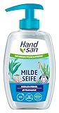 Hand san MILDE SEIFE MIZELLEN TECHNOLOGIE SPENDER 1x300 ML, vegan, auch zur Gesichtsreinigung geeignet, schonende Make-up Entfernung