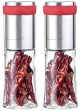 Rosenstein & Söhne Chillimühle: 2er-Set Gewürz- und Chilimühlen mit Edelstahl-Mahlwerken (Chili Mühlen, Chili Gewürzmühle, Mühle)