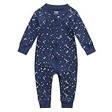Owlivia Baby Schlafstrampler aus Bio Baumwolle, für Mädchen und Jungen, Langarm (Sternenhimmel, 6-12 Monate)