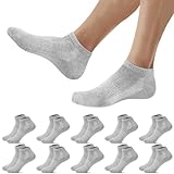 Falechay 10 Paar Sportsocken Sneaker Socken Herren Damen Baumwolle Atmungsaktive Sneakersocken Halbsocken,Grau 43-46