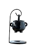 Schwebender Keramik Duftöl-Brenner Hexenkessel – Aromalampe für ätherische Öle, Ölverdampfer mit Teelichthalter – Duftlampe für Meditation, Wellness, Esoterik, Halloween, Rituale & Geschenk (Schwarz)