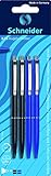 Schneider K 15 Druckkugelschreiber (dokumentenechte Mine - Strichstärke M, Schreibfarbe: schwarz/blau) 4er Blisterkarte schwarz/blau