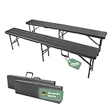 Lemodo Klappbank im 2er Set, vielseitig verwendbare Bierbank, Faltbank mit 400 kg belastbar, klappbare Sitzbank 180 x 25 cm, Campingbank für 4 Personen, tragbare Gartenbank in Holzoptik