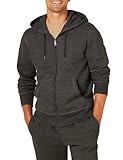Amazon Essentials Herren Fleece-Kapuzenpulli mit durchgehendem Reißverschluss (erhältlich in den Größen Big & Tall), Dunkelgrau Meliert, XL