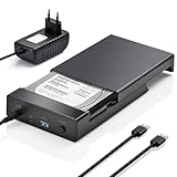 Amtake Festplatten Docking Station, USB3.0 SATA HDD Dockingstation für 2,5 und 3,5 Zoll SATA HDD/SSD, 5Gbps Festplatten Adapter Unterstützt UASP