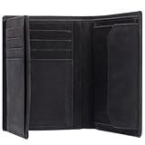 KORUTA Leder Geldbörse Herren mit RFID Schutz I Portemonnaie Groß mit Münzfach I 13 Fächer I Echtleder Geldbeutel für Männer I Brieftasche Wallet Portmonee Schwarz (Hunter)