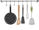 LYTIVAGEN Küche Hakenleiste Edelstahl Küchenleiste Küchenreling Hängeleiste mit beweglichen 7 Haken Küchenhelfer Küchenstange mit Haken Hängeleiste Küchenutensilienhalter für Küche Bad Wohnzimmer