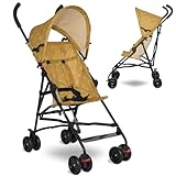 Lorelli Ultra Leichter Buggy Kinderwagen Vaya - nur 4,7kg - Kompakter Sportsitz bis 15kg, Sitzbuggy mit 5-Punkt-Gurt, faltbarem Verdeck und ergonomischen Griffen, klappbarer Reisekinderwagen, gelb