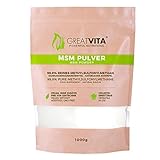 GreatVita MSM Pulver 1000g | 99,9% rein - Premium Qualität | Methylsulfonylmethan, organischer Schwefel ohne Zusätze